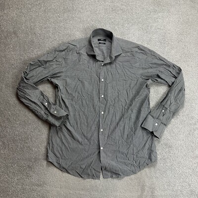 HUGO BOSS Herren Hemd Shirt Gr. 41 Regular Fit Gestreift Easy Iron 25506 Grau