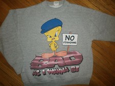 vtg 90s TWEETY BIRD SWEATSHIRT Looney Tunes BAD AS I WANNA BE Adult LARGE