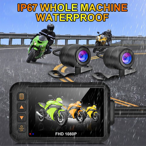 3" HD 1080P Motorcycle Dash Cam DVR Camera Waterproof Recorder Front+Rear Cam - Picture 3 of 18
