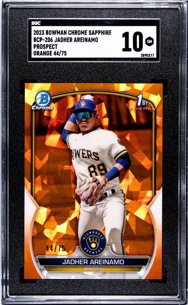 Jadher Areinamo 2023 Bowman Chrome Sapphire  1st Bowman Orange Refractor 44/75