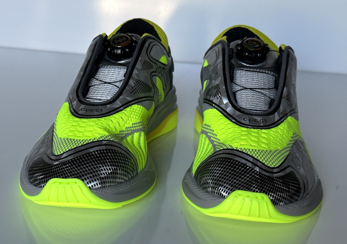 Gucci Ultrapace R Sneakers In Black and Green 6.5 US (Gucci 6) 620337 IT NIB Gucci Ultrapace Leather Sneakers - Runway Catalog main image 3