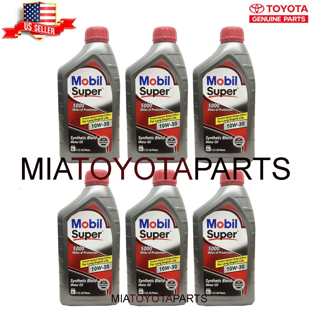 6 Quarts Genuine Mobil Super Mob 10W-30 Synthetic Blend Motor Oil 124403