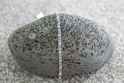 AA Tansanit & weißer Topas Sterlingsilber Armband