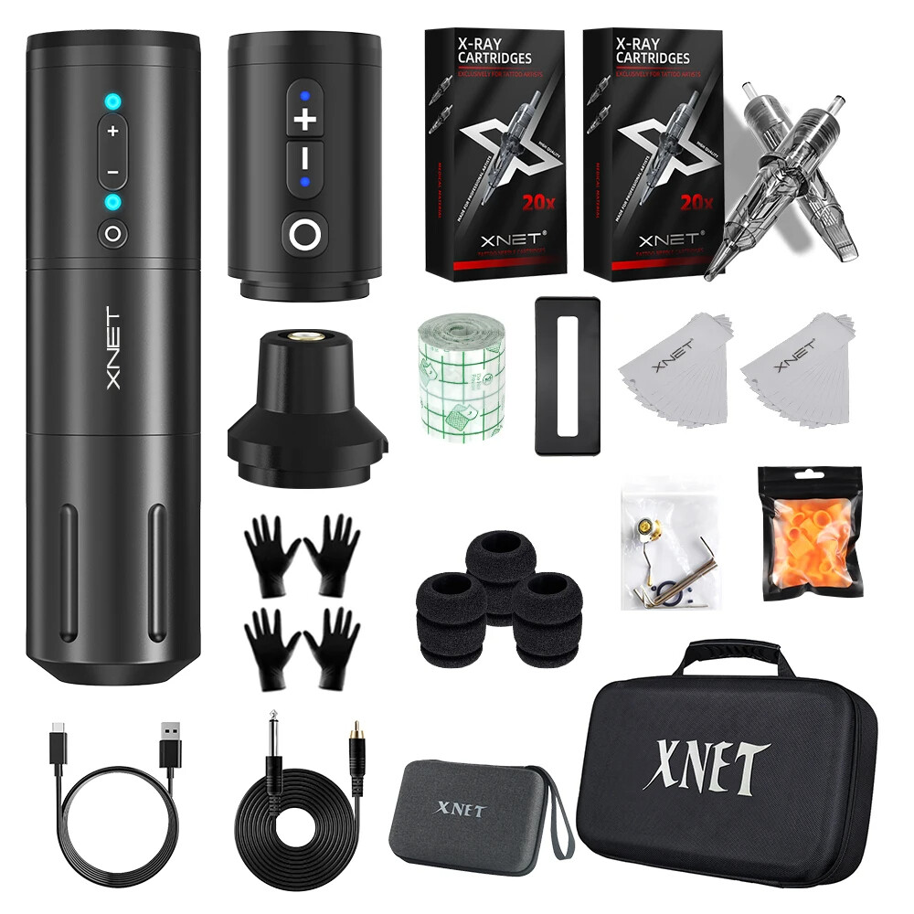 A-6/ 新品未使用 XNET EXOtattoomachine ful set XNET EXO Colorful Wireless Tattoo Machine Rotary Pen 2000mAh