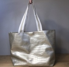 New - Saks Fifth Avenue - Tote - Golden Croc Embossed