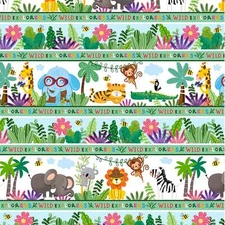 Jungle Explorers | All Lined Up Multi by Michael Miller | Cotton by the 1/2 yard