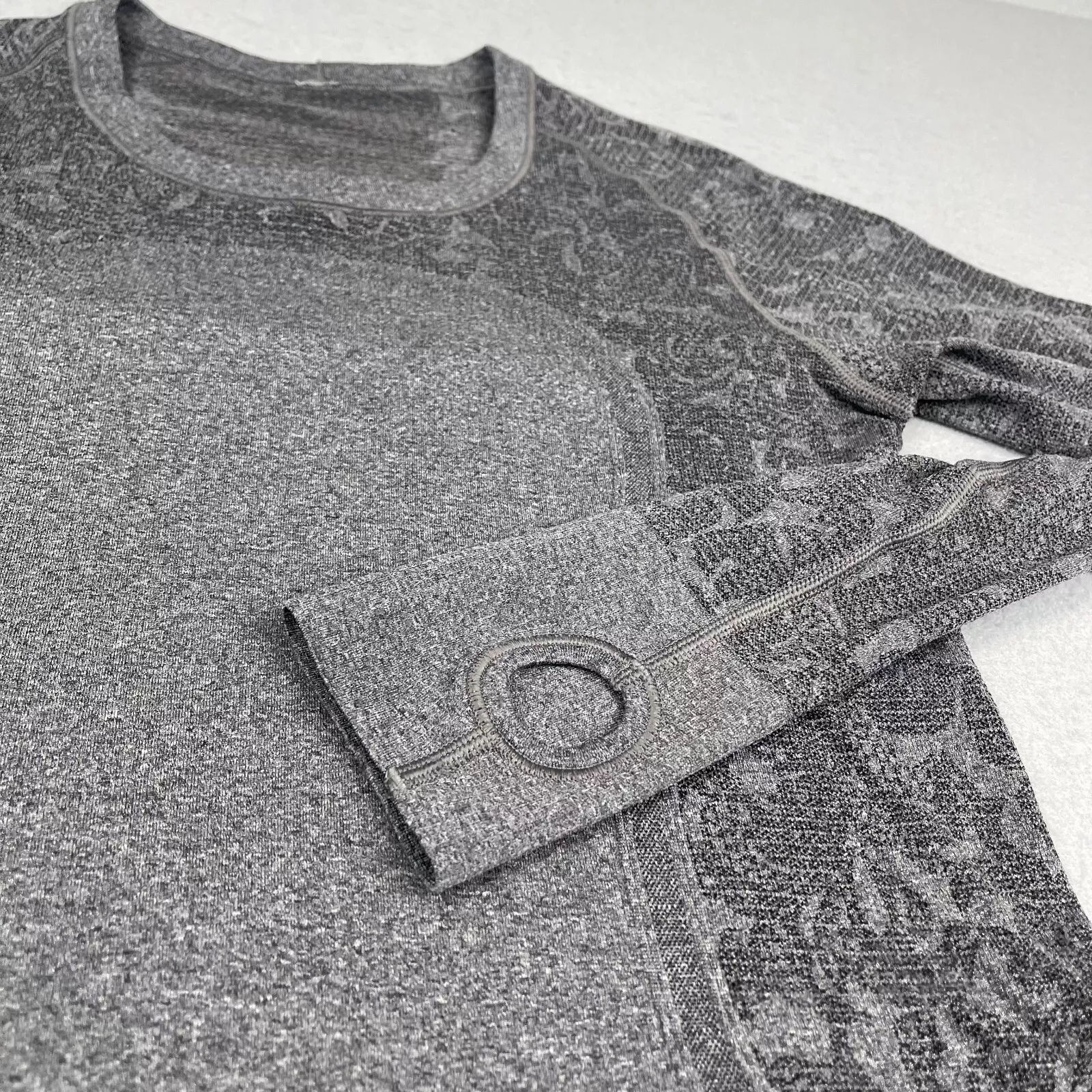 lululemon floral lace swiftly tech long sleeve crew shirt