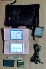 Nintendo DS Lite Handheld System Pink Console/Charger/Stylis/2 Games/Tested