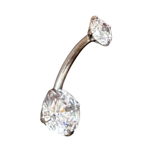 Piercing ombelico acciaio 326L 1.6mm con doppio brillante - Immagine 2 di 2
