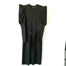 Goodtimeusa Womens Black Balloon Sleeve Round Neck Belted Bodycon Dress Size 3XL