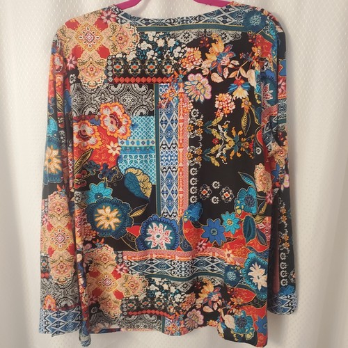 Top donna multicolore floreale grigio alloro abbigliamento resort vacanza tropicale casual M - Foto 2 di 16