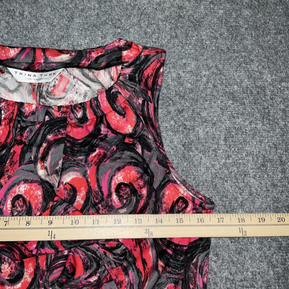 Vestido Trina Turk para mujer talla 10 rosa negro mezcla de seda negocios cóctel romántico Foto 4 de 4