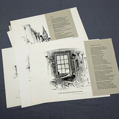Edwin Eberman Prints, Portfolio of 11 Sketches, Numbered SIGNED, Poems, Travel