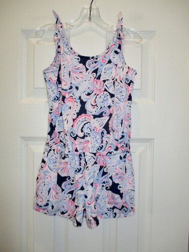 Lilly Pulitzer S 4-5 Sundari Romper Girls Blue Pink Summer Spring