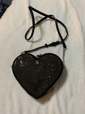 NWT VICTORIA'S SECRET HEART CROSSBODY BAG BLACK RHINESTONE SOLDOUT BEAUTIFUL
