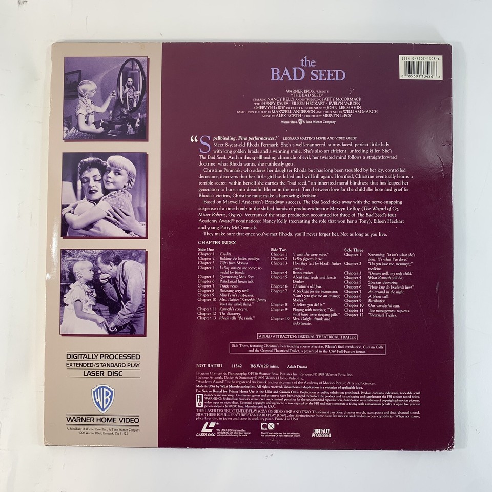 The Bad Seed (Extended/Standard Laserdisc, 1992) Tested and Working 85391134268 eBay