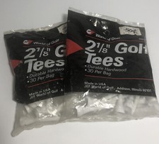 Vintage World Of Golf Tees 60 count  2 1/8 All White 2 Unopened Packs Hardwood