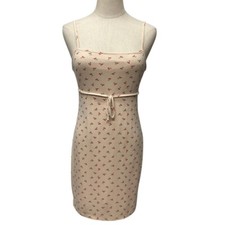 Urban Outfitters Ribbed Mini Dress Cherry Print Tie Waist Sleeveless Size M