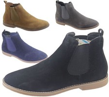 Mens Chelsea Boots Faux Suede Office Casual Dress Desert Ankle Shoes
