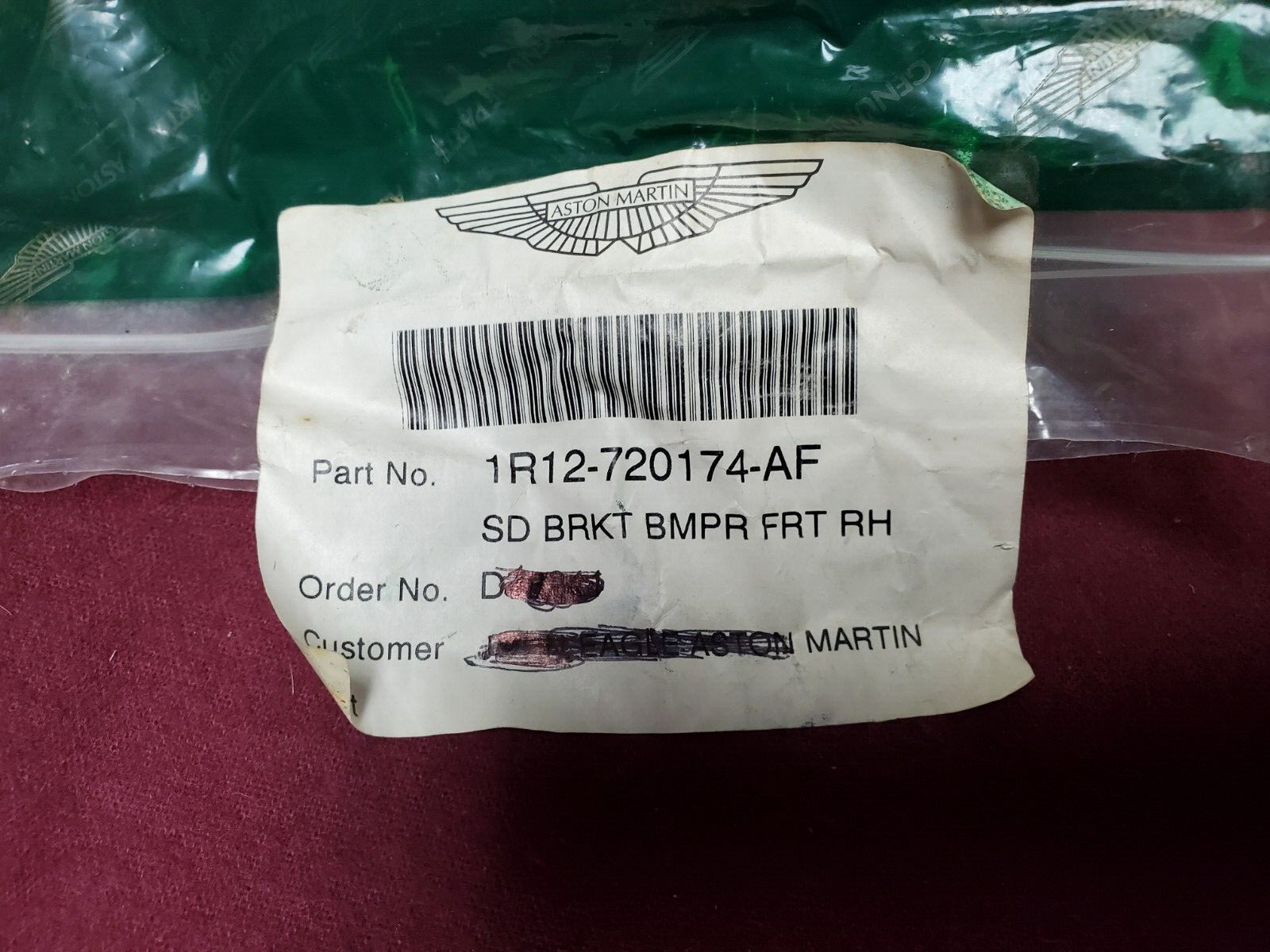 Aston Martin Front Bumper RH Side Bracket 1R12-720174-AF OEM NEW