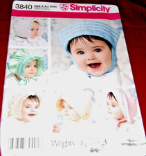 Simplicity Pattern 3840 - Six Styles Baby Bonnets - Size S,M,L - New
