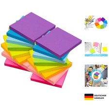 Farbige Haftnotizen 16 Stück 1600 Blatt Quadratisch 76x76mm Schule Büro