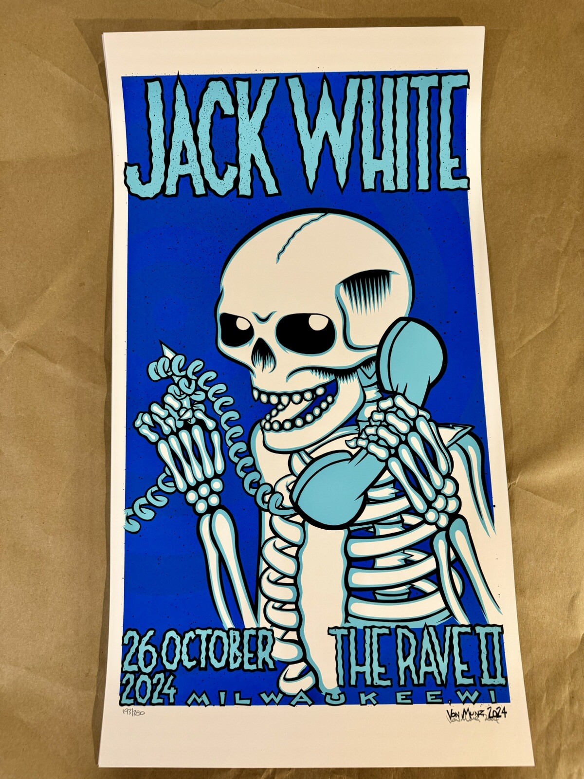 Jack White The Rave Concert Poster 2024 Signed #’d #xx/280 Milwaukee Von Munz