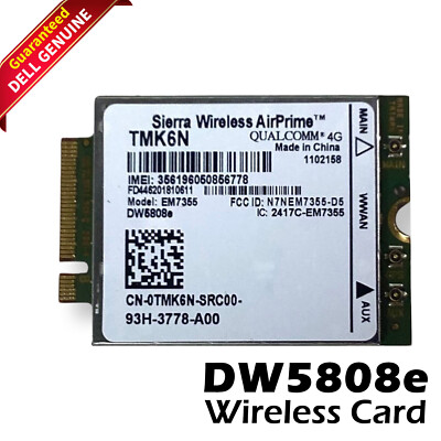 Dell Sierra Wireless Airprime Qualcomm 4GB EM7355 DW5808e Wireless Card TMK6N