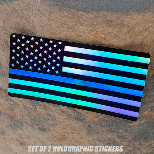 Holographic American Flag Decal - 5.5x2 Inch Patriotic Vinyl Sticker For Cars, Laptops & Walls