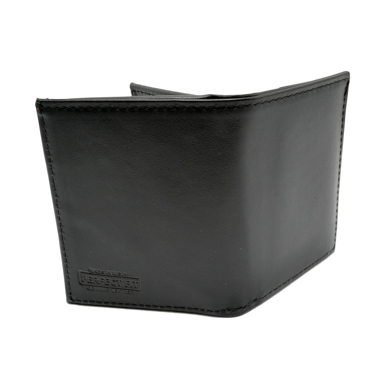 Perfect Fit Badge Wallet Universal Oval Cutout Bifold Black Leather Police
