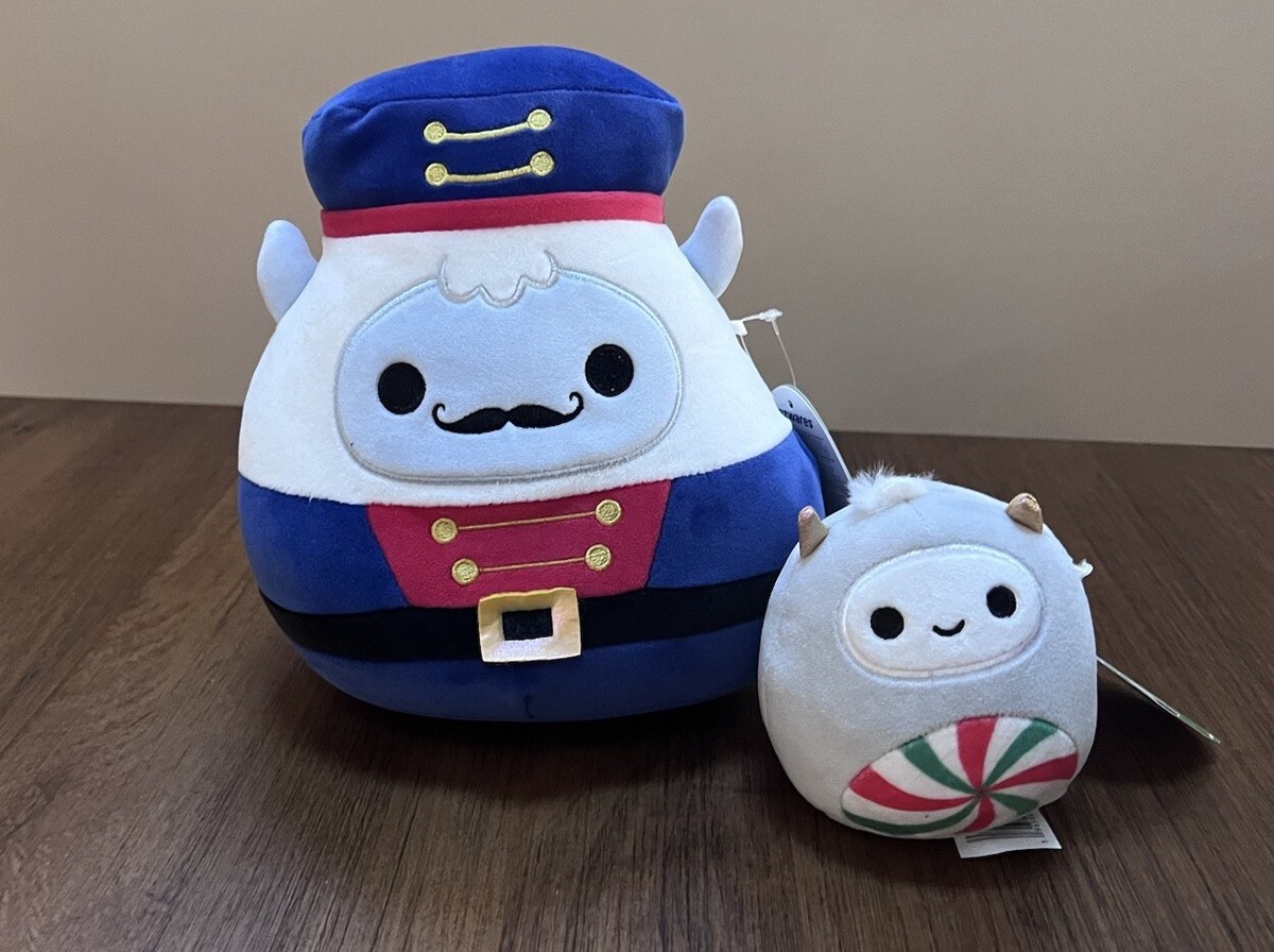 NWT Squishmallows 8” Yuri Nutcracker New Yeti Plush 4” Nissa Set