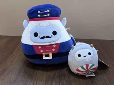 NWT Squishmallows 8” Yuri Nutcracker New Yeti Plush 4” Nissa Set