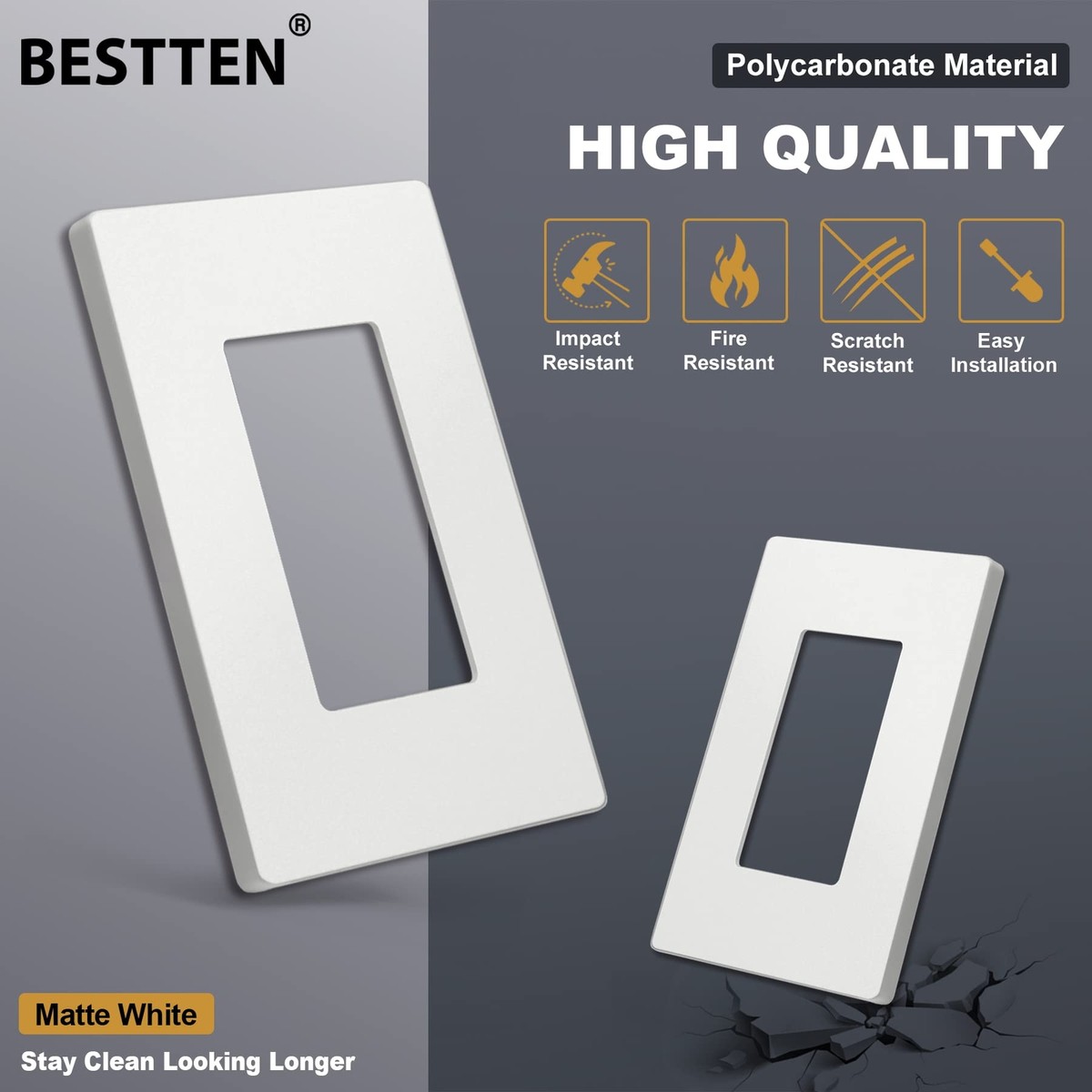 20 Pack USWP4 Matte White Series 1-Gang Decorator Screwless Wall