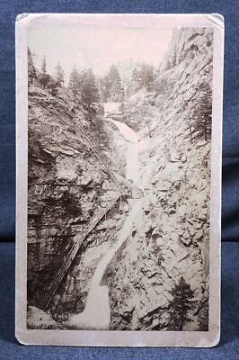 Seven Fall Cheyenne Canon CO Antique HOOK Albumen Card Mounted Photograph Pic