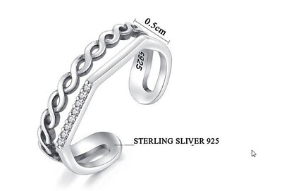 Ring - 925/1000 Sterling Silber - Doppelkreis - Größe: 8 / 57