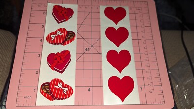 Vintage Mrs Grossmans Stickers Valentine's Day Red Hearts Candy Boxes 2 Strips