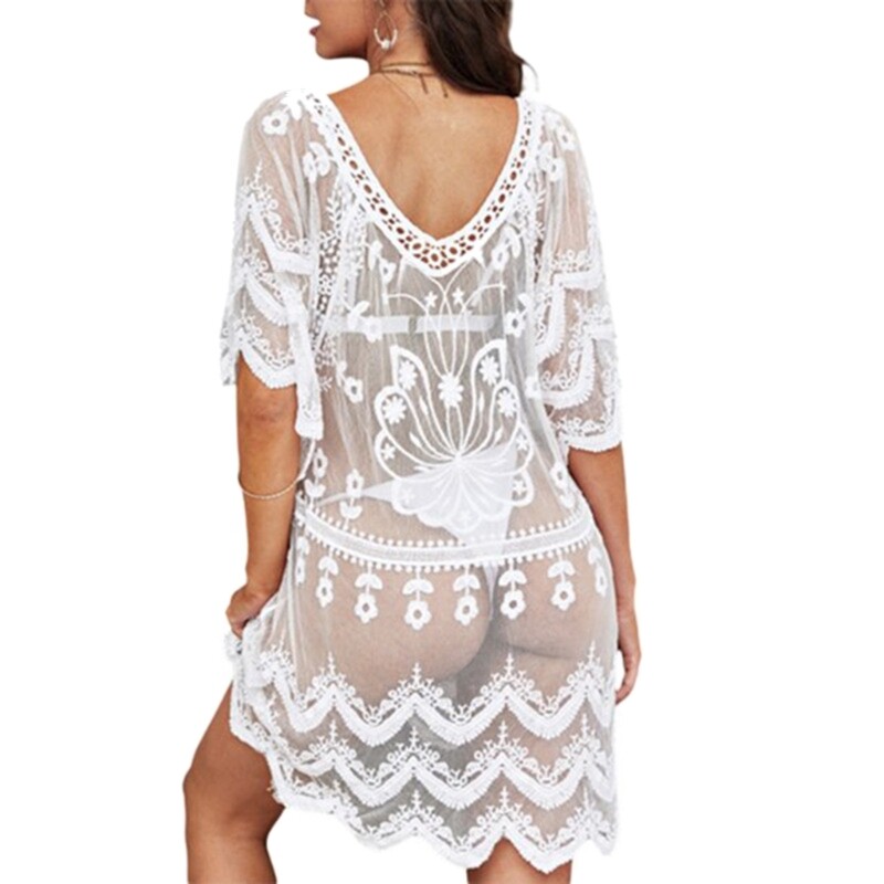Loose Bikinis Cover Up for Women Vneck Lace Bathing Suit Cover Up