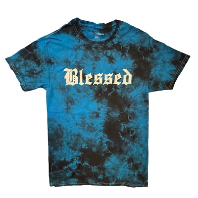 Blessed Women's Regular & Plus Size Blue Tie Dye Graphic Print T-Shirt NWT