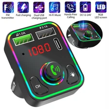 Bluetooth 5.0 Car Wireless FM Transmitter Adapter 2USB PD Charger Hands-Free