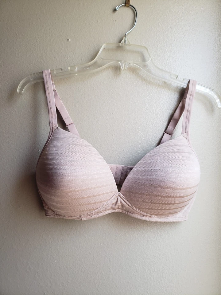 Warner's Striped Wireless Slight Push Bra 36C Beige  - Image 4 of 4