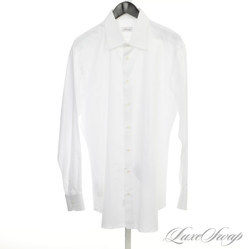 #1 ABBIGLIAMENTO UOMO Brioni Made in Italy Camicia Abito Jacquard Bianco Auto Spina di Pesce 17 - Foto 3 di 9