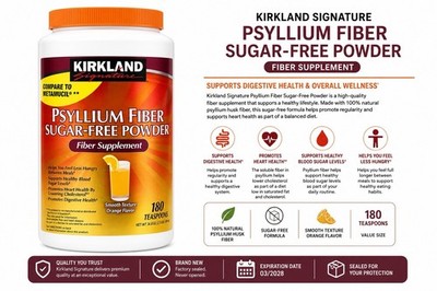 Kirkland Signature Psyllium Husk Fiber Powder Sugar-Free Orange 36.8 oz
