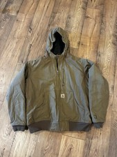 Carhartt Quick Duck Jacket Tan Brown Mens Size L 100001 908 Canvas Hooded