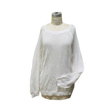 Talbots White Open Knit Cotton Raglan Sleeve Sweater Womens Size L Casual NWT