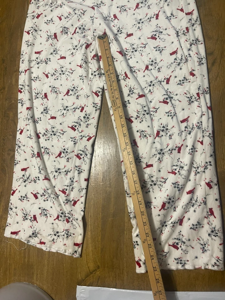 Secret Treasures PJ Set, Women's Large, Red White Black, Button Up Shirt & Pants - Image 3 of 4