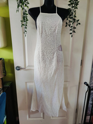 Little Mistress Bridal lace maxi dress with low back in ivory size