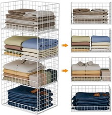 4-Tier Stackable Closet Organizers Storage Basket Foldable Closet Shelf