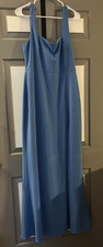 Anthropologie BHLDN Blake Square-Neck Stretch Crepe Maxi Blue Large NWT