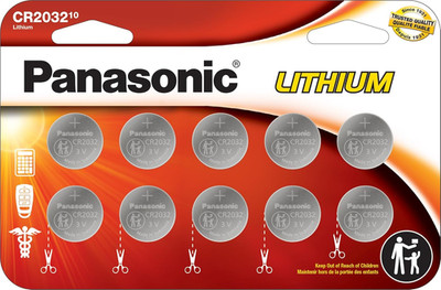 Panasonic CR2032 3V Lithium Coin Cell Batteries, 10-Pack, Child Resistant