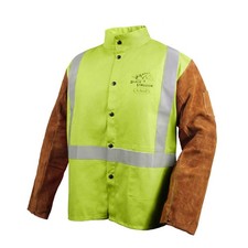 Black Stallion JH1012 Cotton Cowhide Welding Jacket with Pass-Thru Lime X-Large